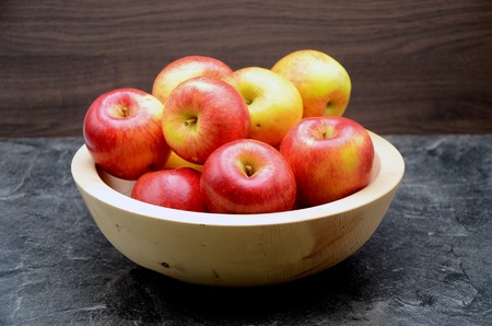 Apple on black background close up photoの写真素材