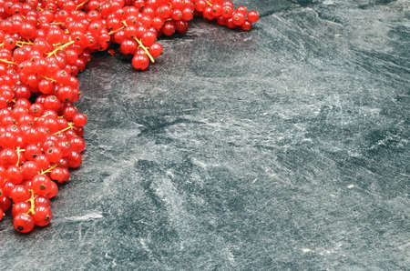 redcurrant berries on black background close upの写真素材