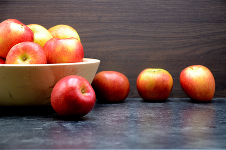 Apple on black background close up photoの写真素材