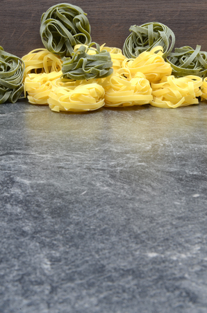 Noodles on black background close up photoの写真素材