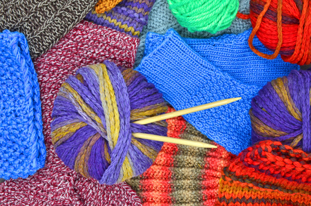 knit and wool near close up photoの写真素材