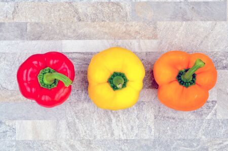red orange yellow pepper close up photoの写真素材