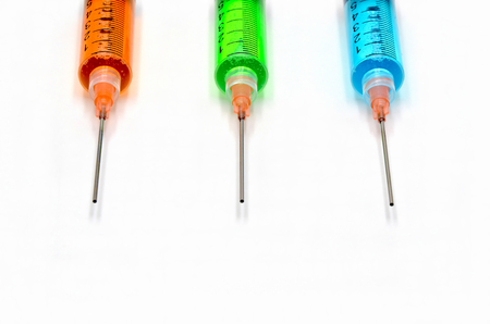 Syringe injection on a white background close upの写真素材
