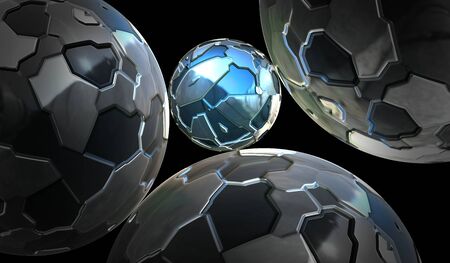 Connected futuristic metal 3d spheresの写真素材