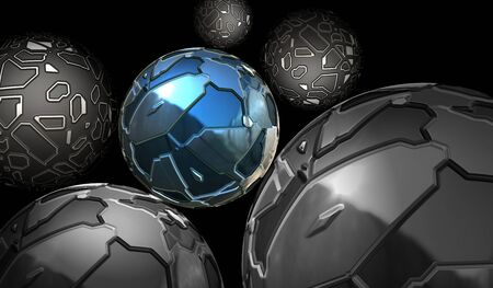 Connected futuristic globe spheresの写真素材