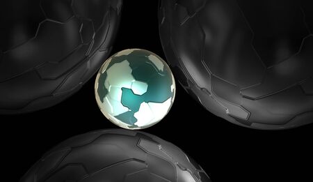 Connected globe spheresの写真素材