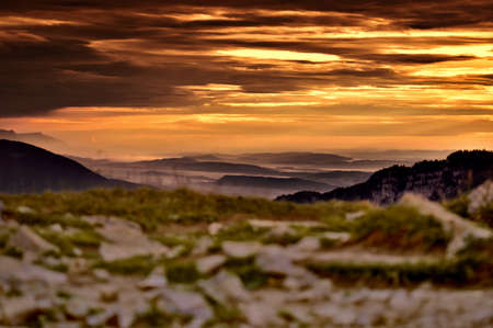 Sunset in the mountains of Friuli Venezia-Giulia, Italyの写真素材