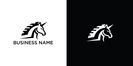 Custom,Creative and Abstract Unicorn or Horse logo designのイラスト素材