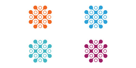 Modern Connection Dots Logo Icon Emblem Setのイラスト素材