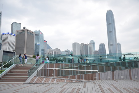 Skyscrapers, IFC tower and other buildings of Hong Kong Island, Hong Kong, Chinaのeditorial素材