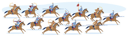 Medieval Asian Mongol or Turkic warriorのイラスト素材