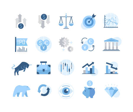 A simple set of stock and financial iconsのイラスト素材