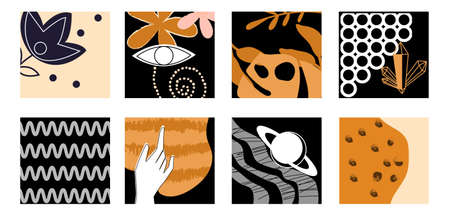 Set of abstract shapes. Collection of minimalistic paintings. Room decoration, graphic elements for...