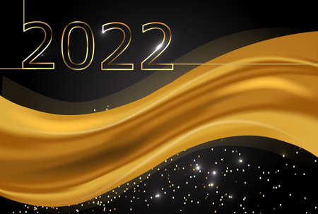 New Year background. Luxury golden numbers on dark backdrop, 2022. Winter, holiday, greeting card,...