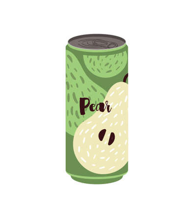 Soda set similar. Pear flavored juice, seamless pattern for decoration. Stickers for social networks, card and icon for website. Cartoon flat vector illustration isolated on white backgroundのイラスト素材
