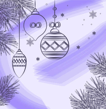 Christmas minimalistic toys. Stylish and beautiful patterns on ice, decoration for greeting and invitation cards. Christmas tree decoration, traditions, New Year. Cartoon flat vector illustrationのイラスト素材