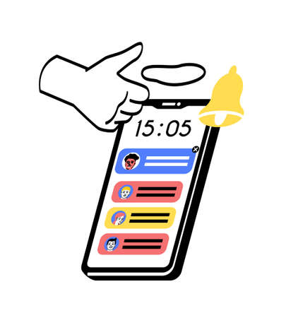 Hand choosing resume concept. HR manager looks through list of candidates for vacancy and shows thumbs up with palm. Recruitment and selection. Cartoon flat vector illustration in doodle styleのイラスト素材