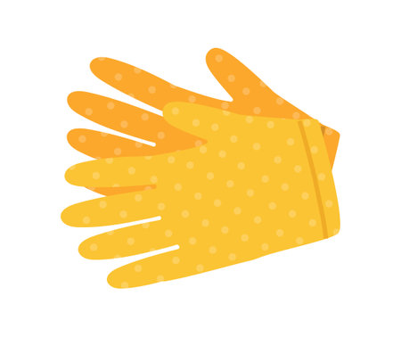 Gardening rubber gloves concept. Icon for website. Clothing and equipment to protect hands from moisture and dirt. Garden and farm equipment, farm planting. Cartoon flat vector illustrationのイラスト素材