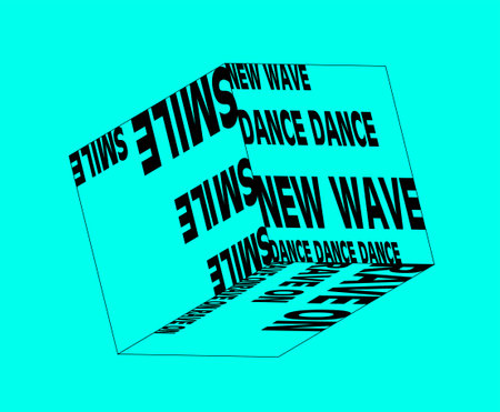 Psychedelic acid sign. Vintage trippy sticker with geometric shape or surreal cube with different inscriptions. Hallucinogenic design element. Hipster Groovy Icon. Abstract flat vector illustrationのイラスト素材