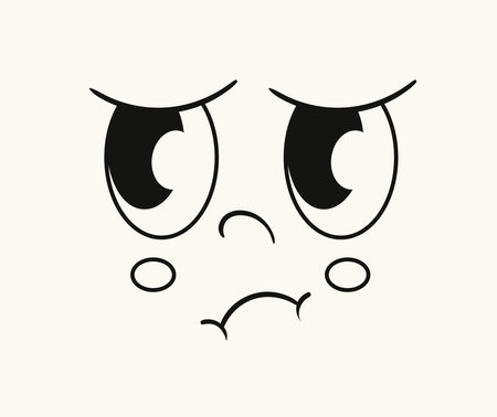Retro cartoon face concept. Surprised character. Facial expressions and feelings, emotion. Graphic element for website. Doodle flat vector illustration isolated on white backgroundのイラスト素材
