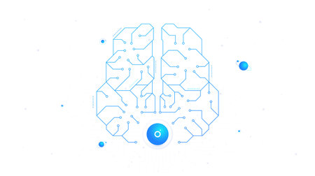 Ai brain white poster. Artificial Intelligence and machine learning. Modern technologies and...