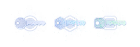 Private keys white set. Digital technologies to data protection. Cryptocurrency and programming....