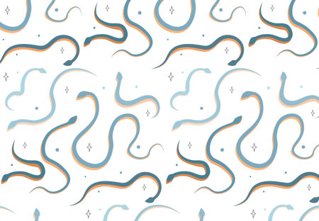 Seamless pattern with snakes. Repeating design element for fabric printing. Reptiles and lizards....