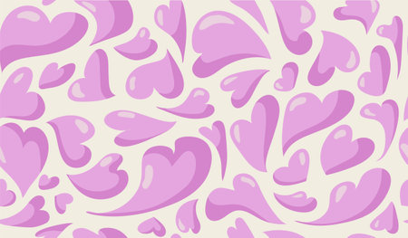 Abstract hearts background. Repeating design for printing on fabric. Pink hearts of various shapes....