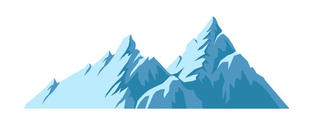 Beautiful mountains concept. Cliffs and peaks under snow. Part of beautiful natural panorama and landscape. Hiking and climbing, alpinism. Flat vector illustration isolated on white backgroundのイラスト素材