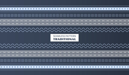 Traditional seamless pattern. Repeating design element for printing on fabric. Ornament for carpet and rug. Backdrop and background, wallpaper and texture. Flat vector illustrationのイラスト素材