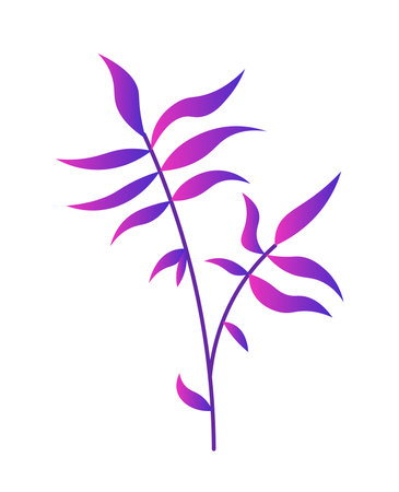Gradient leaves concept. Violet bright foliage. Tropical and exotic plant. Beautiful flowers. Social media sticker. Botany and gardening. Flat vector illustration isolated on white backgroundのイラスト素材