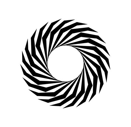 Circular black and white curl. Round emblem or logotype. Abstract minimalistic creativity and art. Corporate branding. Flat vector illustration isolated on white backgroundのイラスト素材