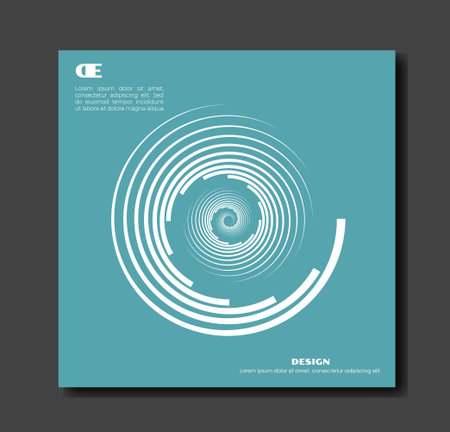 Abstract spiral circular pattern with white segmented rings over teal background, modern graphic style, concept of technology and futuristic motion. Vector illustrationのイラスト素材