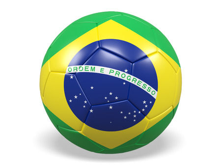 Football/soccer ball with a flag for Brazilの写真素材