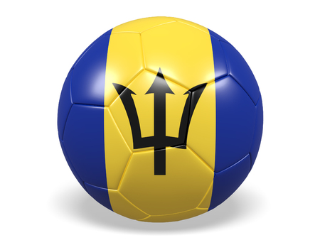 Football/soccer ball with a flag for Barbadosの写真素材