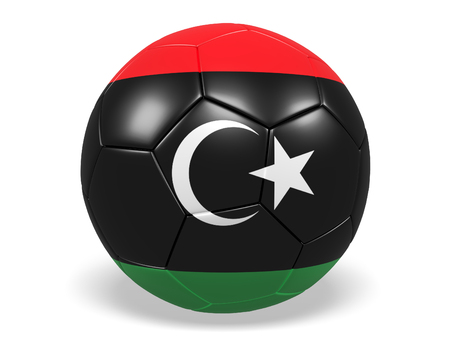 Football/soccer ball with a flag for Libyaの写真素材