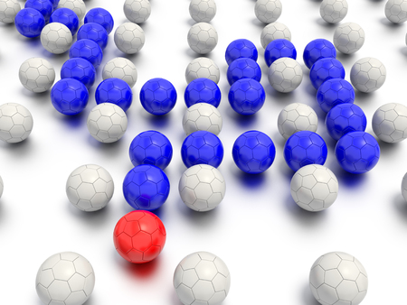 A 3D rendered sports leadership concept, with a leader helping a team to navigate a maze like grid.の写真素材