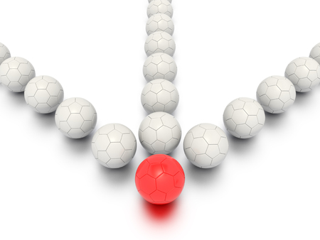 A Concept Graphic featuring a stylized leadership or teamwork ideas, depicted through a soccer ball sphere theme.の写真素材