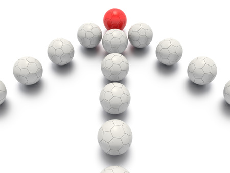A Concept Graphic featuring a stylized leadership or teamwork ideas, depicted through a soccer ball sphere theme.の写真素材
