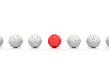 A Concept Graphic featuring a stylized leadership or teamwork ideas, depicted through a soccer ball sphere theme.の写真素材