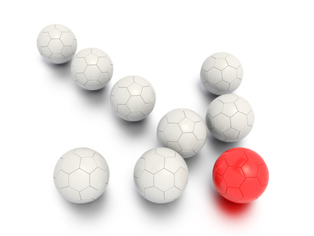 A Concept Graphic featuring a stylized leadership or teamwork ideas, depicted through a soccer ball sphere theme.の写真素材
