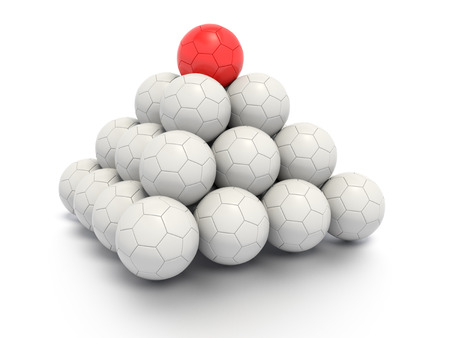 A Concept Graphic featuring a stylized leadership or teamwork ideas, depicted through a soccer ball sphere theme.の写真素材