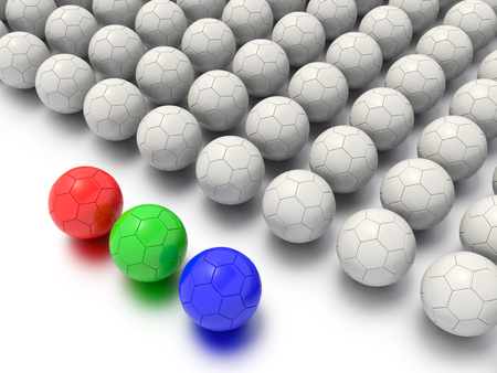 A Concept Graphic featuring a stylized leadership or teamwork ideas, depicted through a soccer ball sphere theme.の写真素材