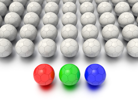 A Concept Graphic featuring a stylized leadership or teamwork ideas, depicted through a soccer ball sphere theme.の写真素材