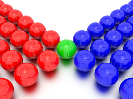 A Concept Graphic featuring a stylized leadership or teamwork ideas, depicted through a soccer ball sphere theme.の写真素材