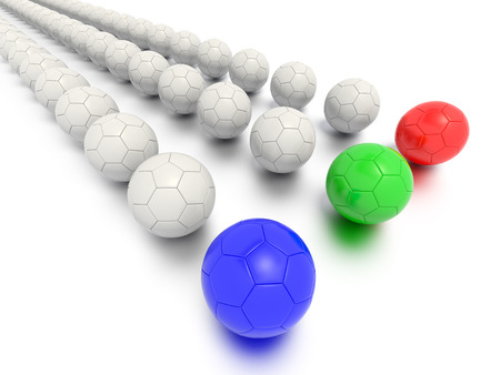 A Concept Graphic featuring a stylized leadership or teamwork ideas, depicted through a soccer ball sphere theme.の写真素材
