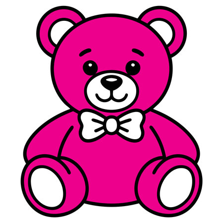 Cute pink teddy bear isolated on white background. Vector illustration.のイラスト素材