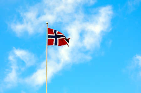 Norway national flag in the blue sky