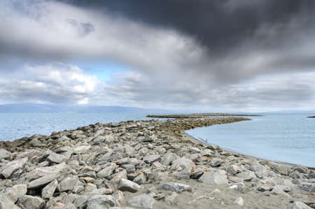 Beautiful landscape coastline of Munkholmen, Trondheim, Norwayの写真素材