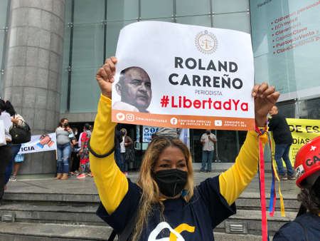 Caracas, Venezuela October 29, 2021: victims of crimes against humanity and their families gather as International Criminal Court (ICC) Chief Prosecutor Karim Khan visits the countryのeditorial素材